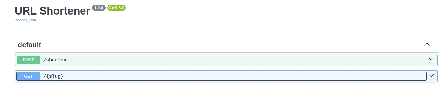 screenshot of the Swagger UI at /docs showing the two endpoints